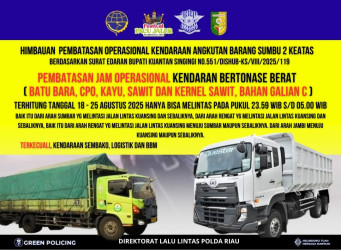 Truk Bertonase Besar Dilarang Melintas di Siang Hari Selama Pacu Jalur
