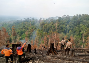 100 Hektare Kawasan Bukit Barisan Terbakar, Kota Pasir Pengaraian Diselimuti Kabut Asap