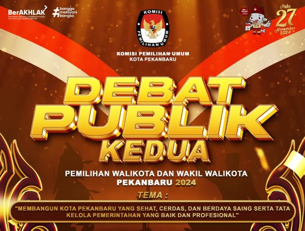 Debat Publik Kedua Pilwako Pekanbaru 2024 Akan Digelar di Hotel Pangeran, Kamis (21/11)