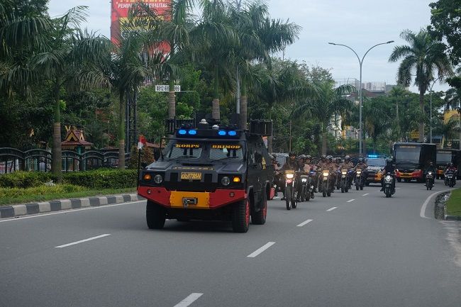 Polda Riau Patroli Skala Besar, Antisipasi Gangguan Pasca Pemungutan Suara